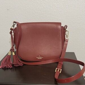 Kate Spade Burgundy Crossbody Bag with Tassels